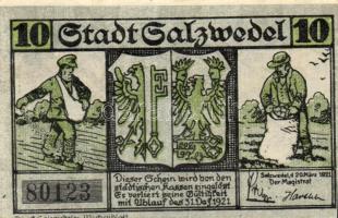 Német Birodalom /Weimari Köztársaság/ Salzwedel 1921. 5Pf + 10Pf + 25Pf + 50Pf 4klf db, teljes sor T...