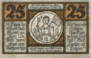 Német Birodalom /Weimari Köztársaság/ Salzwedel 1921. 5Pf + 10Pf + 25Pf + 50Pf 4klf db, teljes sor T...