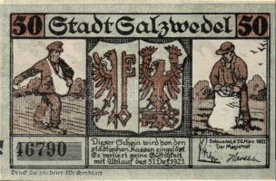 Német Birodalom /Weimari Köztársaság/ Salzwedel 1921. 5Pf + 10Pf + 25Pf + 50Pf 4klf db, teljes sor T...