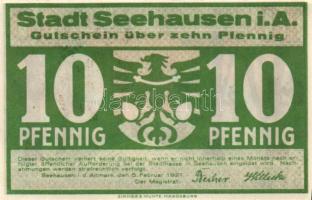 Német Birodalom /Weimari Köztársaság/ Seehausen 1921. 10Pf + 25Pf + 50Pf 3klf db, teljes sor T:I
