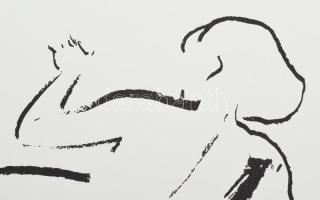 Gyémánt László (1935-): Fekvő női akt. Szitanyomat, papír, jelzett, művészpéldány E.A. jelzéssel 49x...