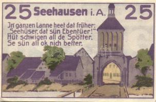 Német Birodalom /Weimari Köztársaság/ Seehausen 1921. 10Pf + 25Pf + 50Pf 3klf db, teljes sor T:I