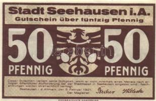 Német Birodalom /Weimari Köztársaság/ Seehausen 1921. 10Pf + 25Pf + 50Pf 3klf db, teljes sor T:I