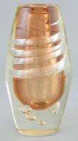 Lengyel design üveg váza, jelzés nélkül, hibátlan, m: 20 cm