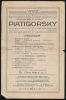 cca 1940 Piatigorsky Grigorij (1903-1976) orosz gordonkaművész és Herz Ottó saját kézzel aláírt műso...