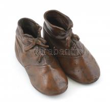 Bronz cipőpár, Jelzett, 1908 körül, kopásokkal, m: 7 cm