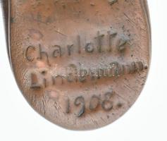 Bronz cipőpár, Jelzett, 1908 körül, kopásokkal, m: 7 cm