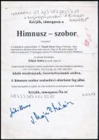 cca 2005 Himnusz-szobor toborzólapja, Jókai Anna (1932-2017) és Majzik Mária aláírásával