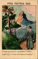 Pro Patria 1914. Első világháborús osztrák-magyar katonai kézzel-festett lap / WWI K.u.k. military art, hand-painted
