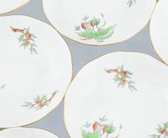 Herendi csipkebogyó mintás mokkás készlet. 6 személyes, kézzel festett, jelzett, hibátlan