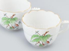 Herendi csipkebogyó mintás mokkás készlet. 6 személyes, kézzel festett, jelzett, hibátlan