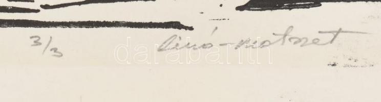 Simon Endre (1936-): Szárhegyi utcarész, 2002. Linómetszet, kézilevonat, papír, jelzett, számozott (...