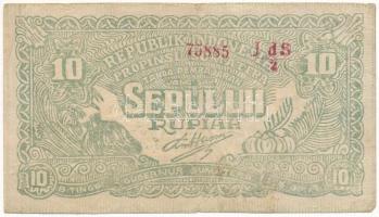 Indonézia / Szumátra 1948. 10R T:III- Indonesia / Sumatra 1948. 10 Rupiah C:VG Krause P#S193a
