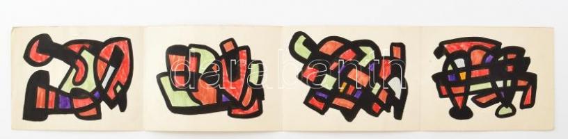 Farkasházy Miklós (1895-1964): Szín és forma variációk. Akvarell, tus, papír. Hátoldalán feliratozott és Pápai Antal műgyűjtő címkéjével és szignójával. 12x61 cm / watercolour and ink on paper, signed on the reverse