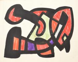 Farkasházy Miklós (1895-1964): Szín és forma variációk. Akvarell, tus, papír. Hátoldalán feliratozot...