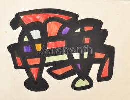 Farkasházy Miklós (1895-1964): Szín és forma variációk. Akvarell, tus, papír. Hátoldalán feliratozot...