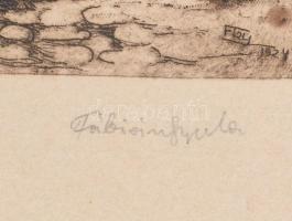 Fábián Gyula (1884-1955): Piac. Rézkarc, papír, jelzett. 35×25,5 cm