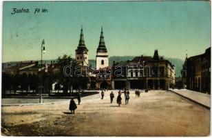 1912 Zsolna, Sillein, Zilina; Fő tér. Schwarcz Vilmos kiadása / main square (EK)