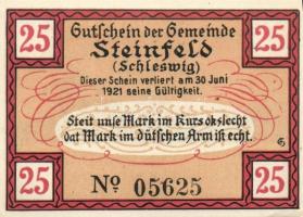 Német Birodalom /Weimari Köztársaság/ Steinfeld 1921. 25Pf(4x) 4klf db, teljes sor T:I