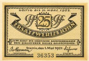 Német Birodalom /Weimari Köztársaság/ Stettin 1922. 25Pf + 50Pf(2x) + 75Pf 4klf db, teljes sor T:I