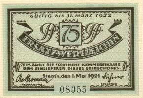 Német Birodalom /Weimari Köztársaság/ Stettin 1922. 25Pf + 50Pf(2x) + 75Pf 4klf db, teljes sor T:I