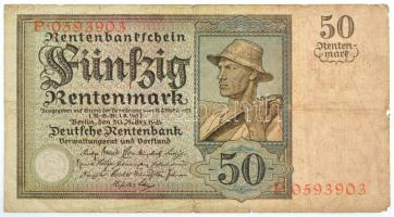 Németország / Weimari Köztársaság 1925. 50M T:III- / Germany / Republic of Weimar 1925. 50 Rentenmark C:VG Krause P#171