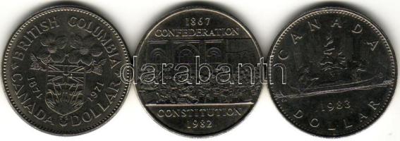 Kanada 1971-83 1$ 3 kül. emlékveret T:2
