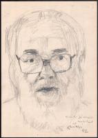 Diószegi Balázs (1914-1999): Ónodi János portréja. Ceruza, papír, jelzett, autográf ajánlási sorokkal, 30,5×21,5 cm