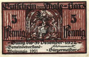 Német Birodalom /Weimari Köztársaság/ Thale 1922. 5Pf + 10Pf + 25Pf + 50Pf + 75Pf + 100Pf összesen 6klf db, teljes sor T:I