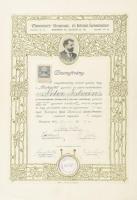 1909 Markovits Gyorsíró- és Gépíró Szakiskola bizonyítványa aláírásokkal