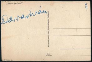 Darvas Iván (1925-2007) színművész aláírása képeslap hátoldalán