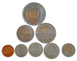 Svájc 1977. 1r-5Fr (8xklf) forgalmi szett eredeti, műanyag dísztokban T:PP patina / Switzerland 1977. 1 Rappen - 5 Francs (8xdiff) coin set in original plastic case C:PP patina