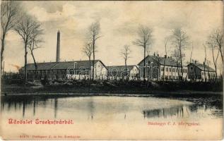 Érsekújvár, Nové Zámky; Bánhegyi C.J. bőrgyárai. Conlegner J. és Fia kiadása / leather factory (fl)