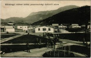 Rózsahegy, Roznava; Rokkantkórház a parancsnoksági épülettől nézve, K.u.K. katonák. Bihari felvétele / Austro-Hungarian K.u.K. military barracks hospital for the disabled, soldiers + "M. kir. rokkant kórház Rózsahegy" (EK)