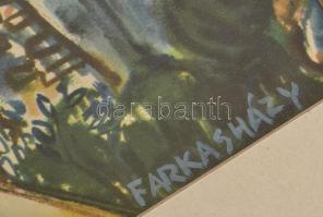 Farkasházy jelzéssel: Városrészlet. Akvarell, papír, 24,5x34 cm. Dekoratív, üvegezett fakeretben