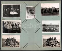 cca 1920-1945 Katonai anyagraktár, 18 db albumlapra ragasztott fotó, 6×4 és 8×11,5 cm közötti méretekben