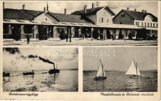 1937 Balatonszentgyörgy, vasútállomás, vitorlások és hajók (fl)