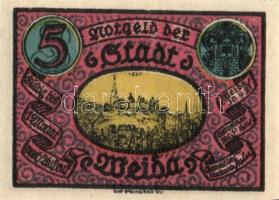 Német Birodalom /Weimari Köztársaság/ Weida 1921. 5Pf + 10Pf + 25Pf + 50Pf(2x) + 75Pf(2x) + 100Pf összesen 8klf db, teljes sor T:I