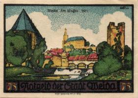 Német Birodalom /Weimari Köztársaság/ Weida 1921. 5Pf + 10Pf + 25Pf + 50Pf(2x) + 75Pf(2x) + 100Pf ös...