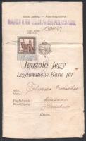 1918 Igazoló jegy, útlevél hadműveleti terület határvonalának átlépésére fényképpel