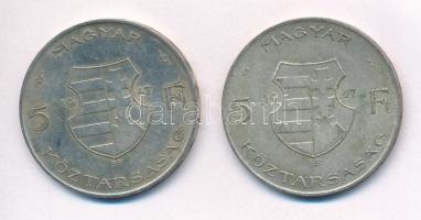 1947. 5Ft Ag "Kossuth" (2x) T:2- patina Adamo F8.1