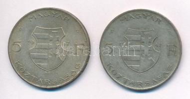 1947. 5Ft Ag "Kossuth" (2x) T:2- patina Adamo F8.1