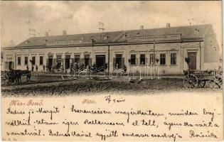 1901 Kisjenő, Kis-Jenő, Chisineu-Cris; Fő tér, Takarékpénztár, Messzer Lipót üzlete / main square, shop, savings bank