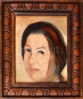 L Berecz jelzéssel: Női portré. Olaj, farost. Fakeretben, 22,5x18 cm