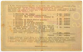 1933. "Nyomorék Gyermekek Országos Otthona" sorsjegy 1P értékben, felülbélyegzésekkel, &qu...