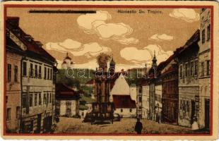 Selmecbánya, Schemnitz, Banská Stiavnica; Szentháromság tér és szobor. Joerges / Námestie Sv. Trojice / Trinity statue and square