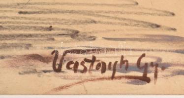 Vastagh Gy jelzéssel: Bika. Filctoll, papír. Üvegezett fakeretben, 32x48 cm