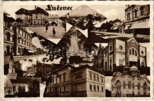 1938 Losonc, Lucenec; Ortodox és neológ zsinagóga, Busi, Legie, Schenk üzlete / synagogues, shops