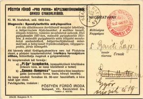 1932 Pöstyén, Piestany; Spondylarthritis Ankylopoeitica M. Bechterev. Pro Patria fürdő népszanatóriu...
