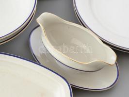 Zsolnay 8 személyes vegyes étkészlet, 1930-40 körül, kopásnyomokkal, jelzett